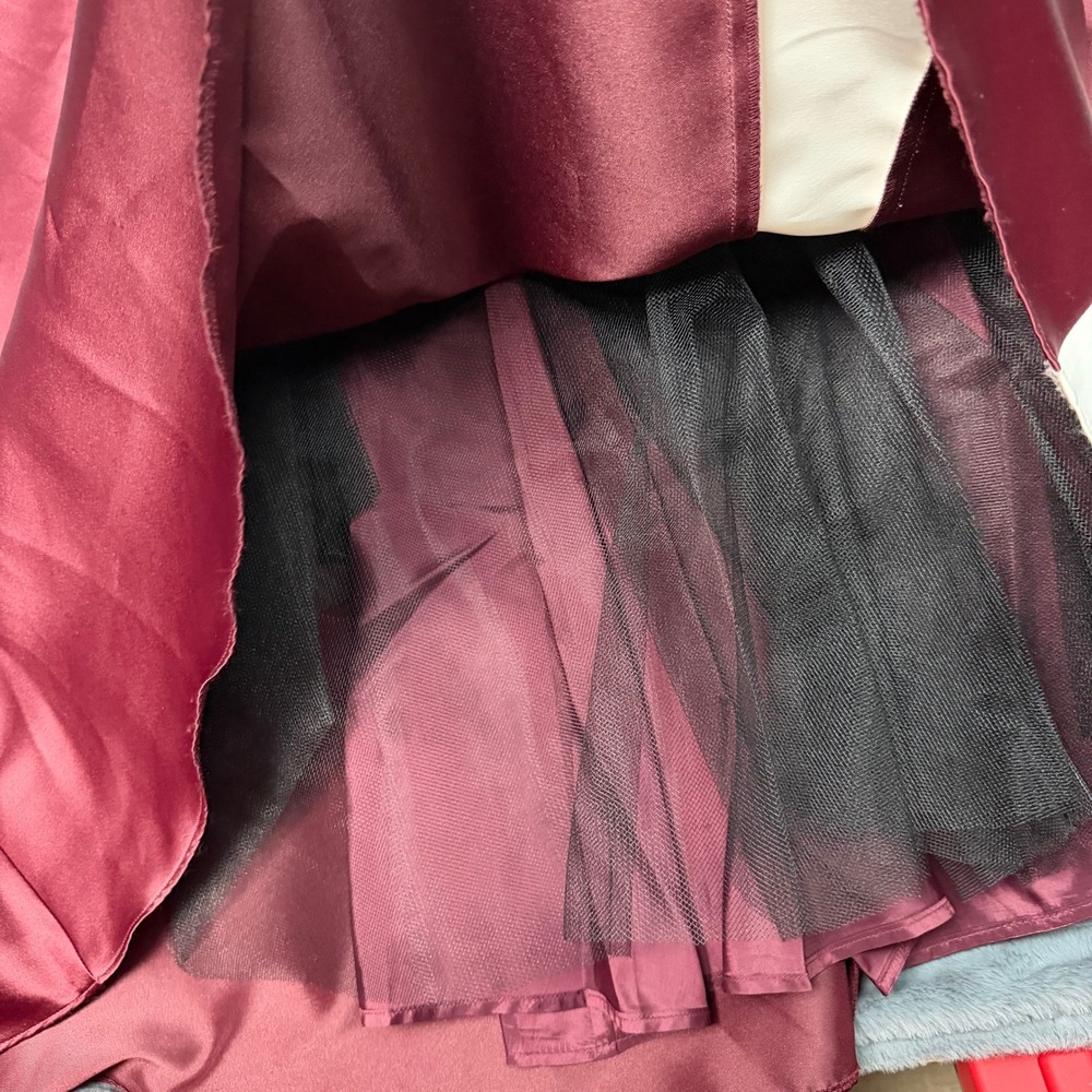 Jessica McClintock Gunne Sax Gown Women 5 Burgundy Satin Strapless Bow Dress - Picture 8 of 10